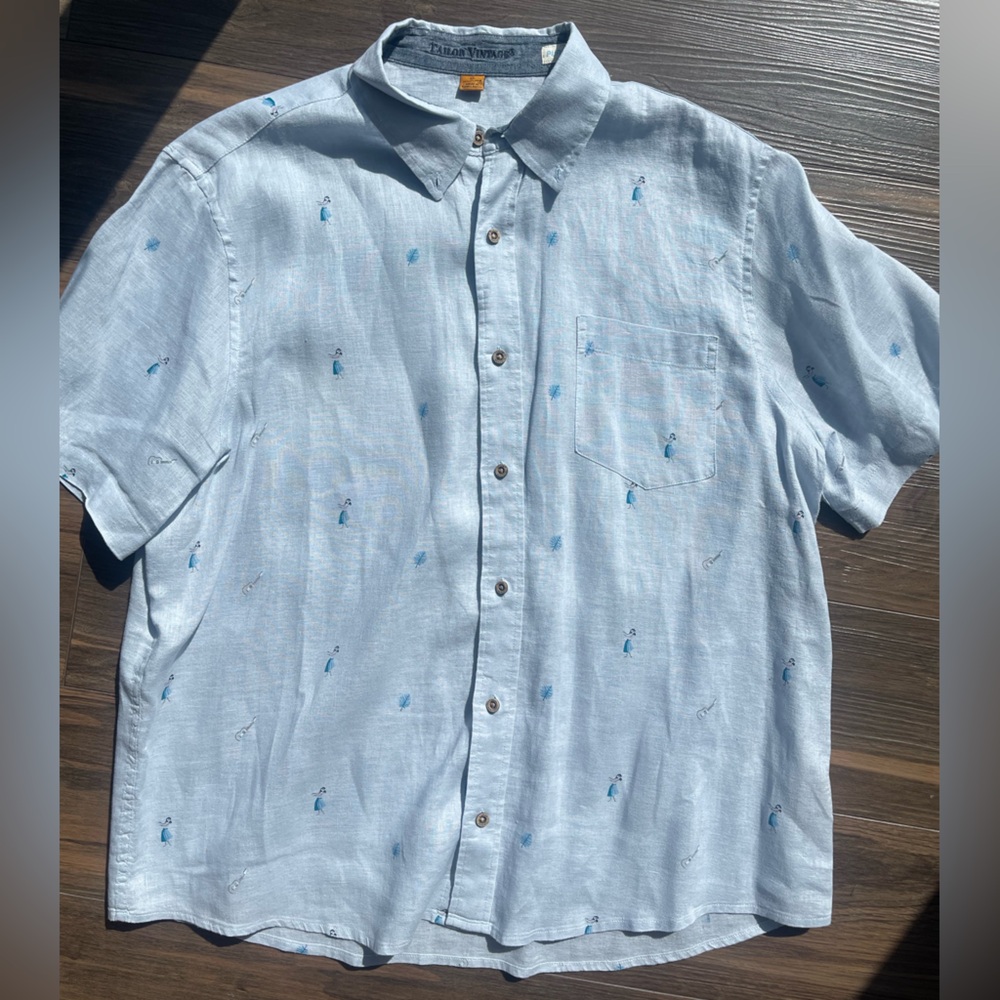 Linen hula girl button down